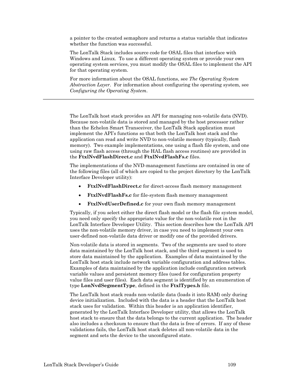 Providing persistent storage for non volatile data, Providing persistent storage for non-volatile data, Providing persistent | Storage for, Non-volatile data in | Echelon LonTal Stack User Manual | Page 121 / 247