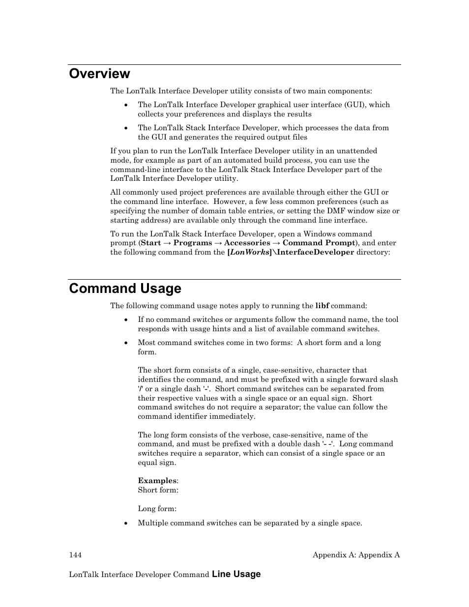 Overview, Command usage | Echelon LonTal Stack User Manual | Page 156 / 247
