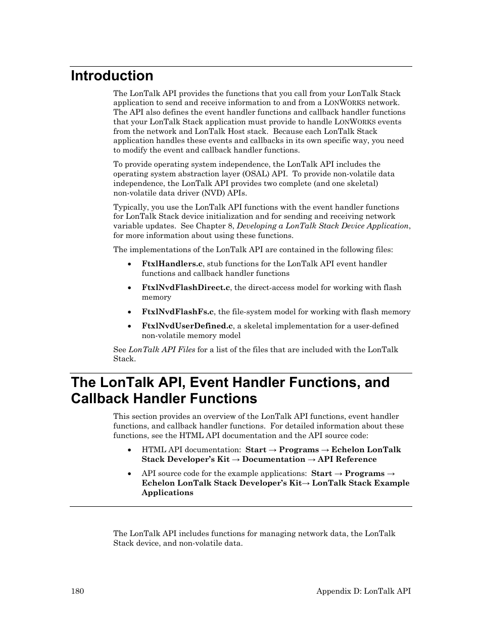 Introduction, Lontalk api functions, Functions | Echelon LonTal Stack User Manual | Page 192 / 247