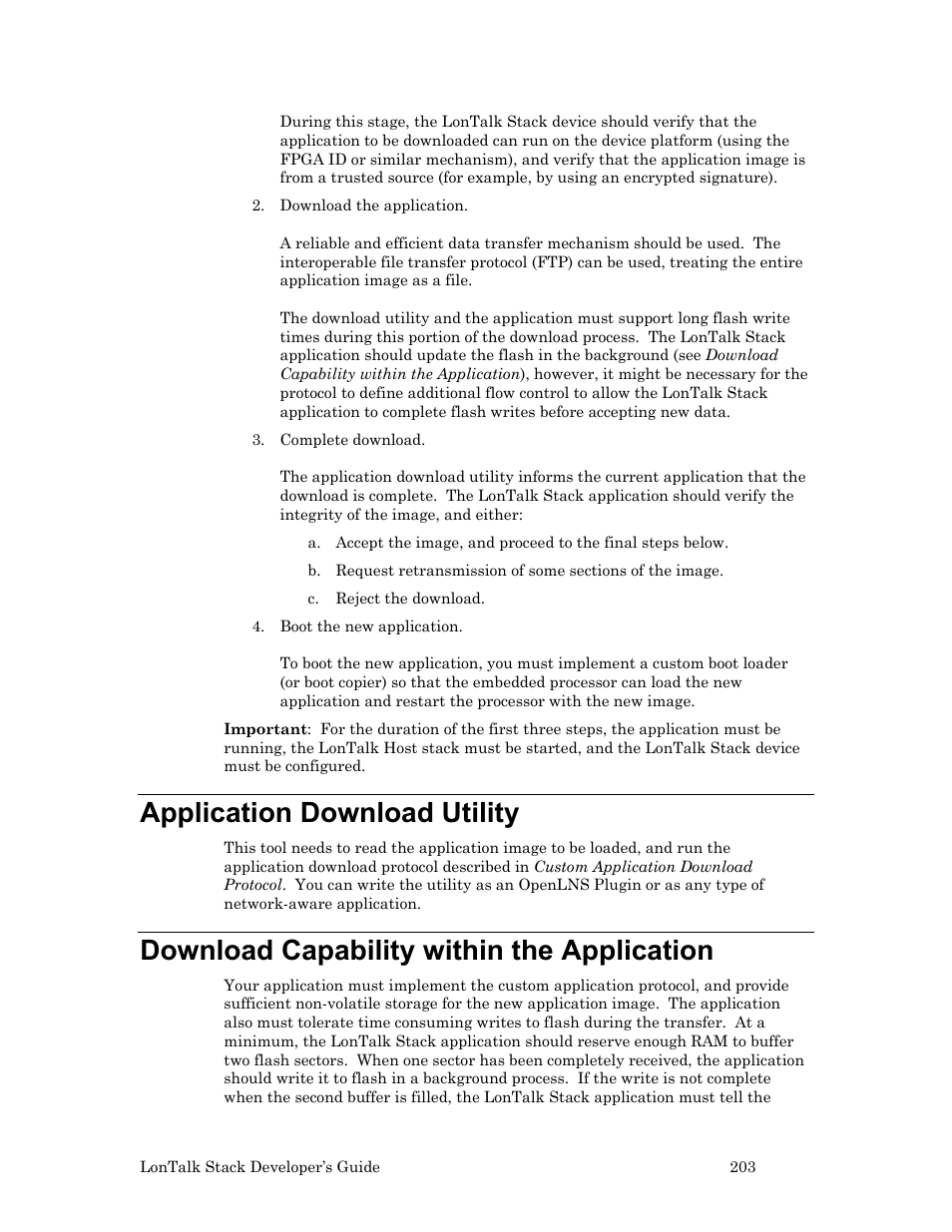 Application download utility, Download capability within the application | Echelon LonTal Stack User Manual | Page 215 / 247