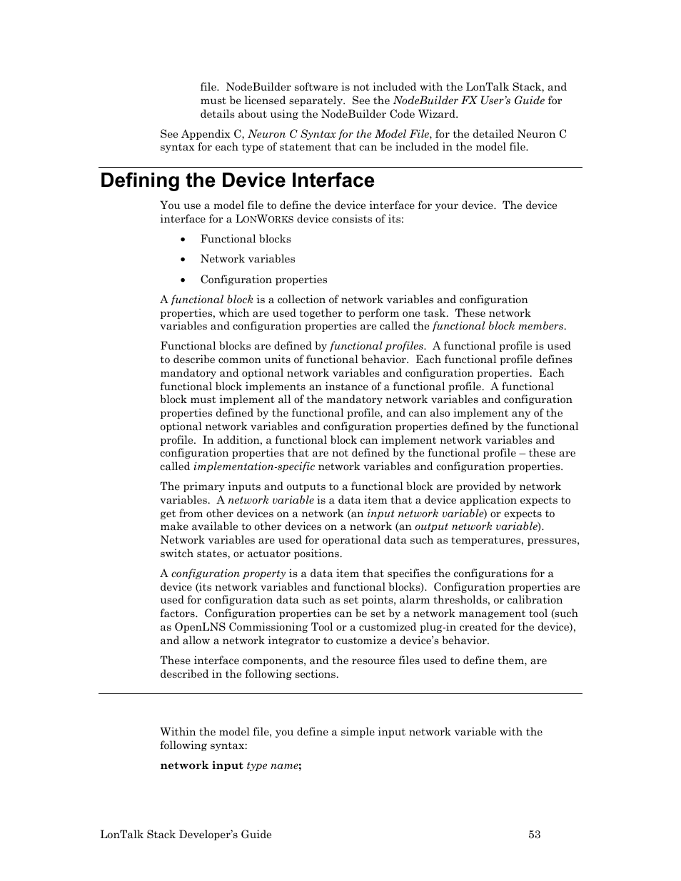 Defining the device interface | Echelon LonTal Stack User Manual | Page 65 / 247