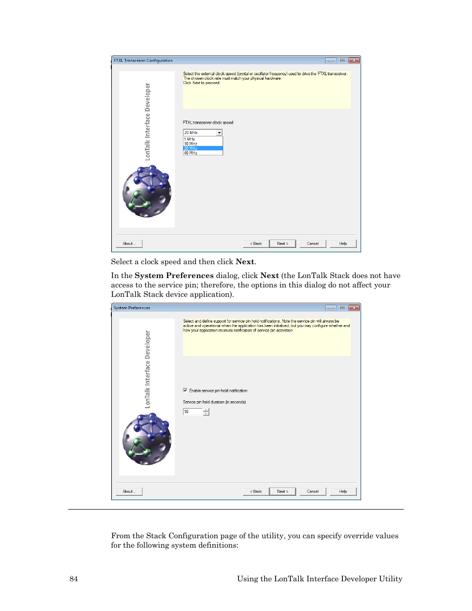 Configuring the lontalk stack | Echelon LonTal Stack User Manual | Page 96 / 247