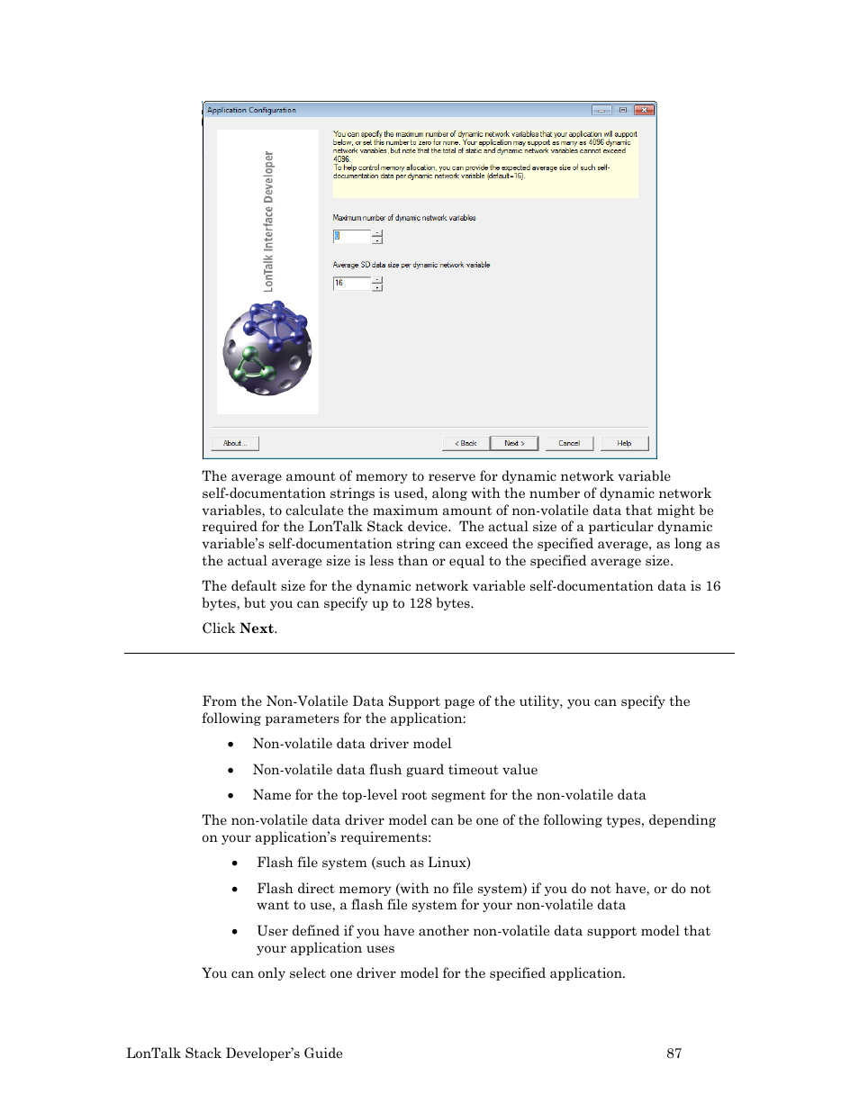 Configuring support for non volatile data, Configuring support for non-volatile data | Echelon LonTal Stack User Manual | Page 99 / 247