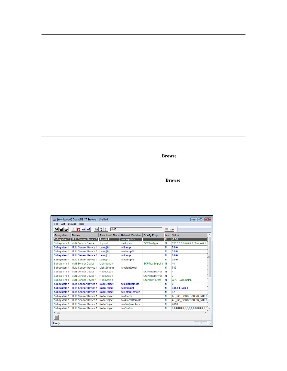 Using the openlns ct browser, Starting the openlns ct browser | Echelon OpenLNS Commissioning Tool User Manual | Page 184 / 393