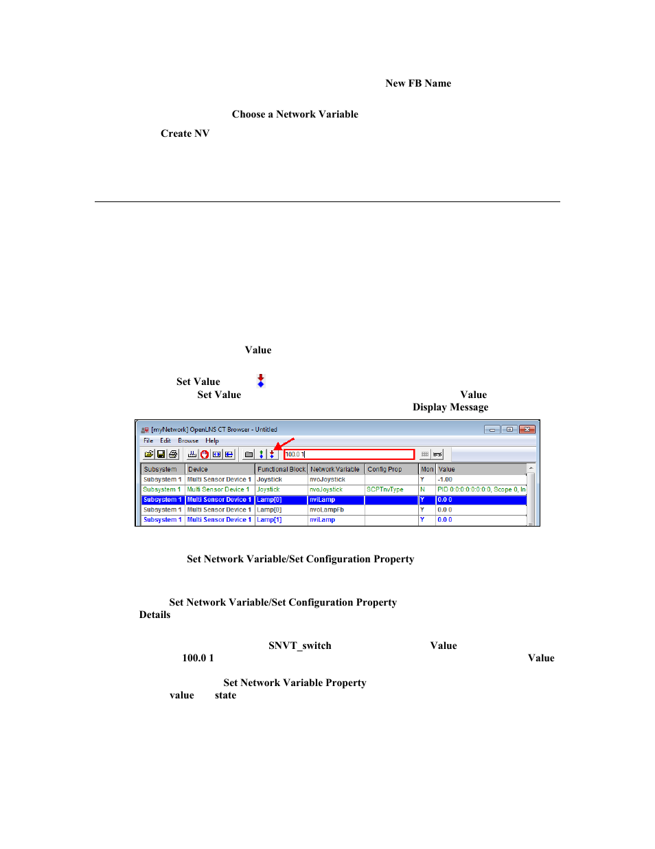 Setting values, Setting values for structured objects | Echelon OpenLNS Commissioning Tool User Manual | Page 191 / 393