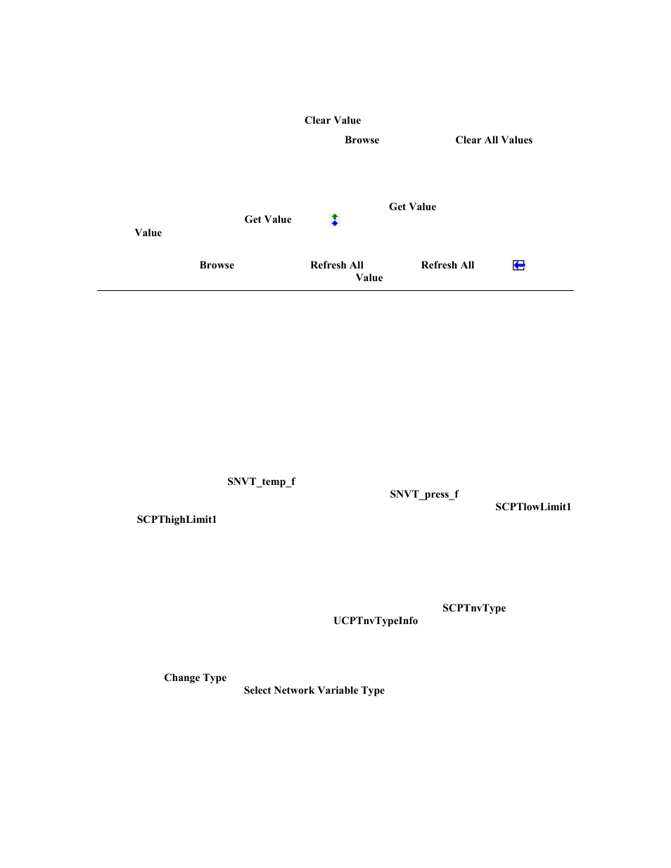 Clearing values, Getting values | Echelon OpenLNS Commissioning Tool User Manual | Page 194 / 393