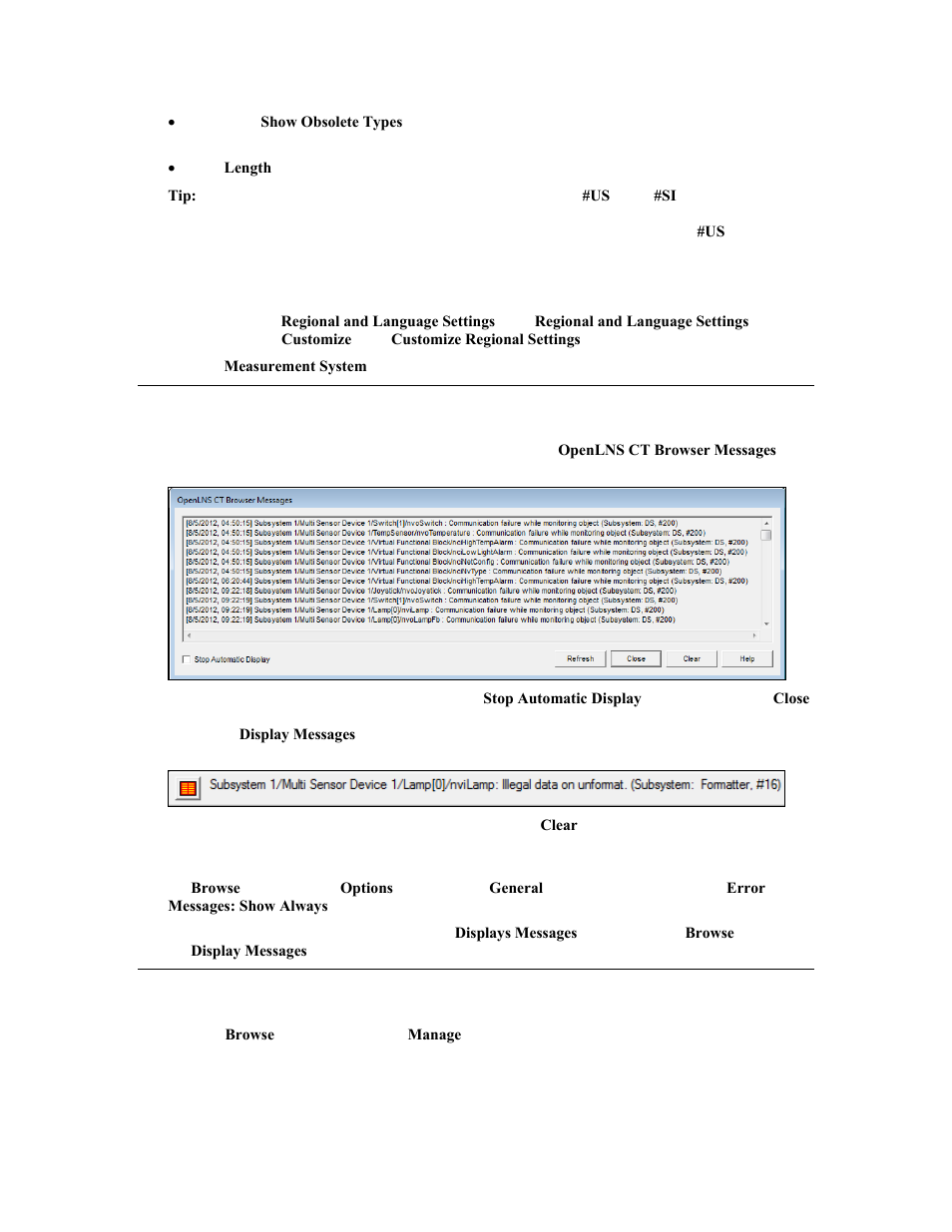 Displaying error messages, Managing functional blocks | Echelon OpenLNS Commissioning Tool User Manual | Page 197 / 393