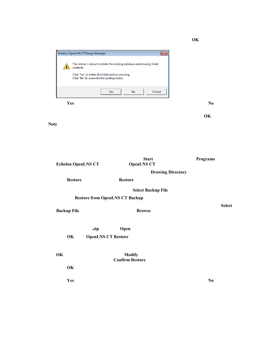 Restoring an openlns ct drawing backup | Echelon OpenLNS Commissioning Tool User Manual | Page 232 / 393