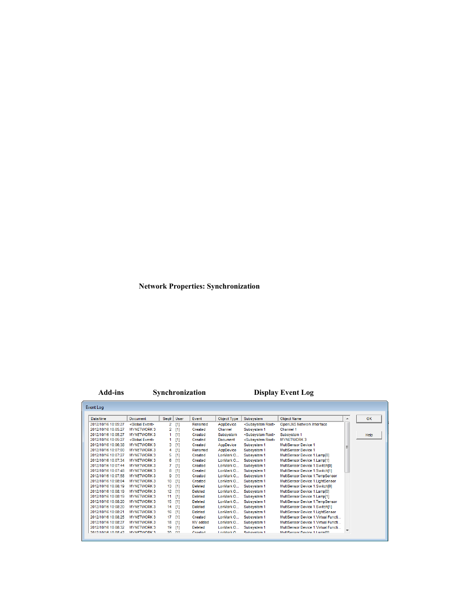 Openlns event tracking, Openlns ct event log, Viewing the openlns ct event log | Echelon OpenLNS Commissioning Tool User Manual | Page 252 / 393