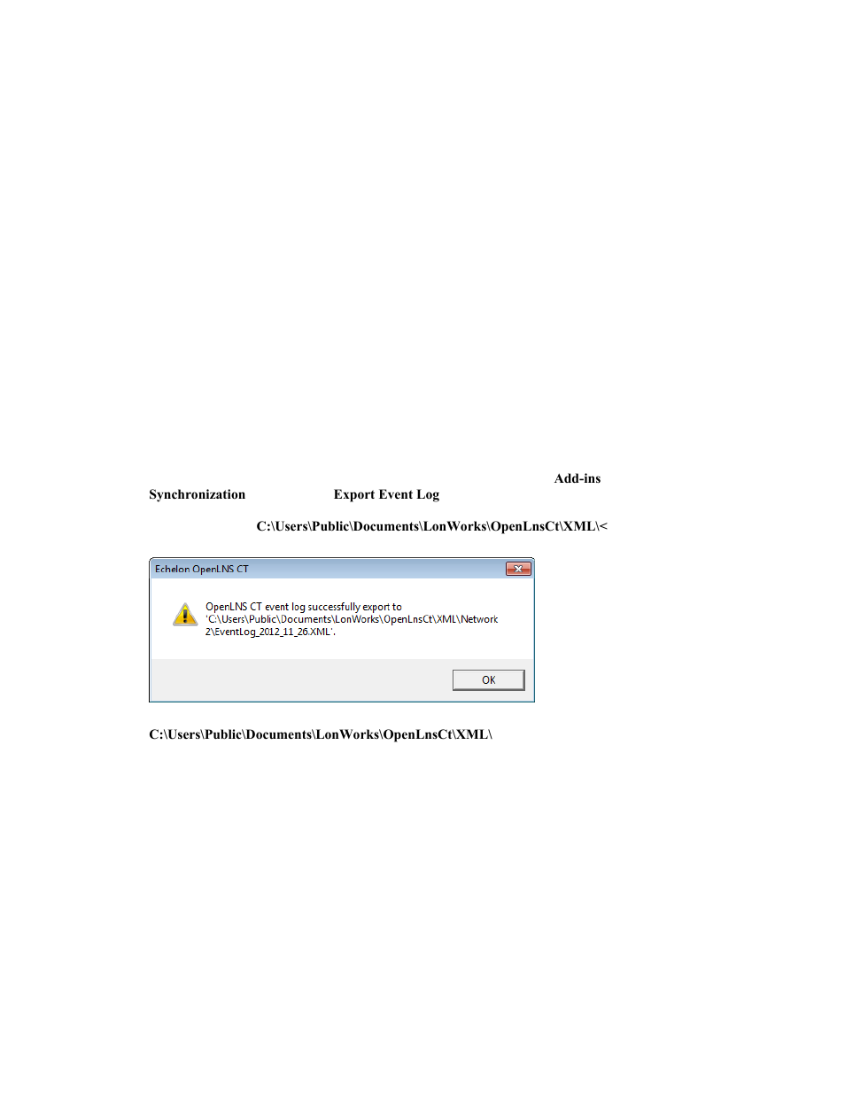 Exporting the openlns ct event log | Echelon OpenLNS Commissioning Tool User Manual | Page 253 / 393