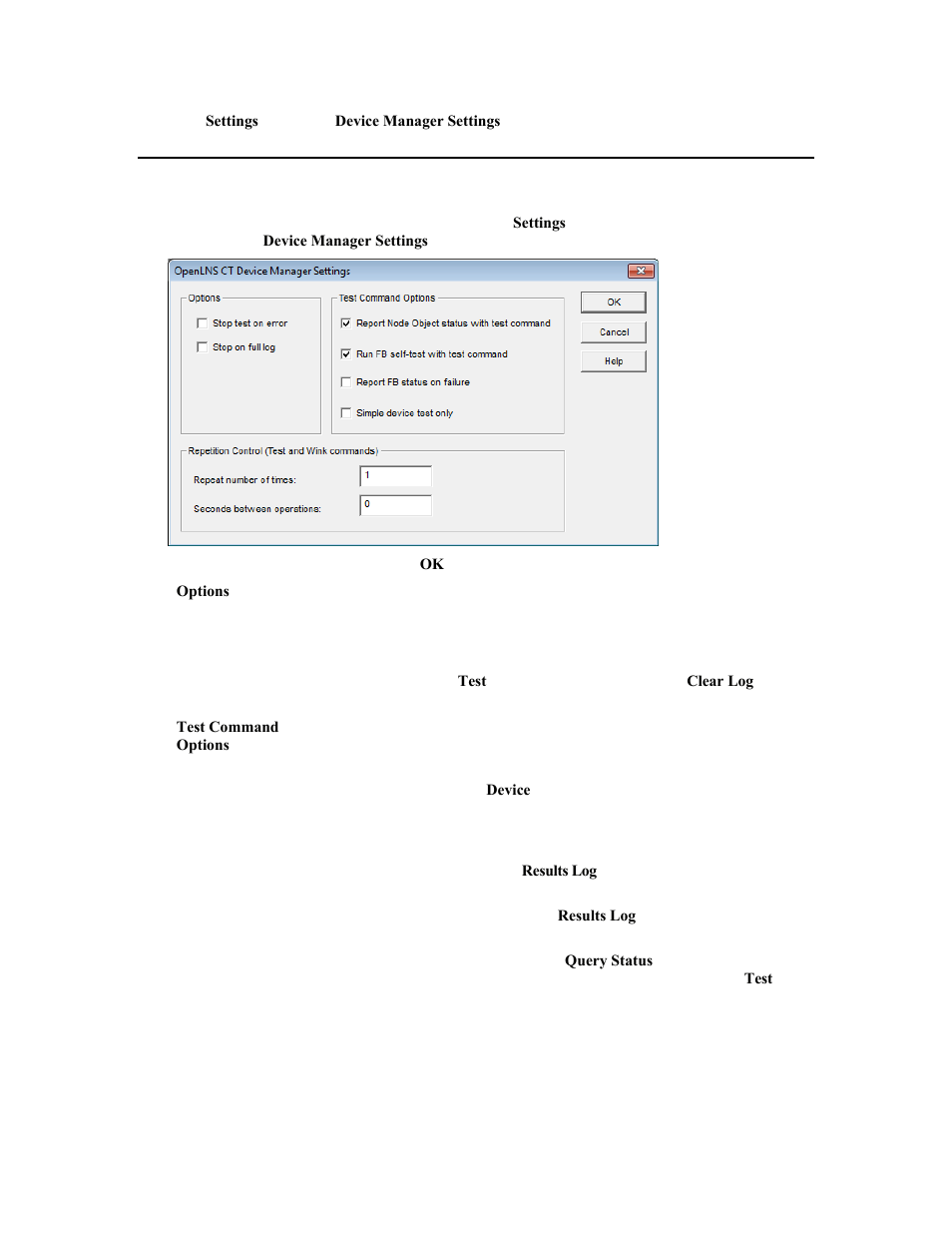 Device manager settings | Echelon OpenLNS Commissioning Tool User Manual | Page 275 / 393