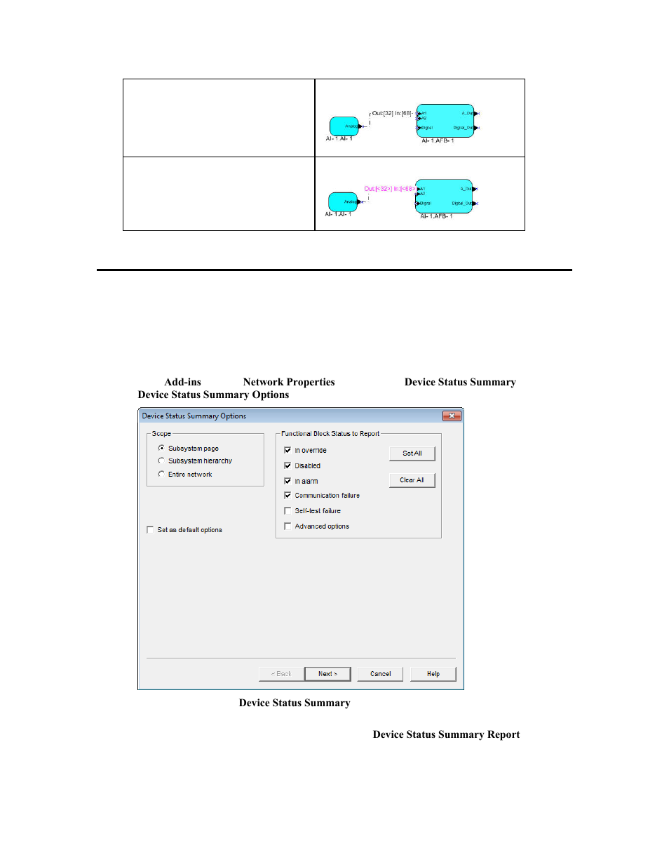 Generating a device status summary report | Echelon OpenLNS Commissioning Tool User Manual | Page 280 / 393