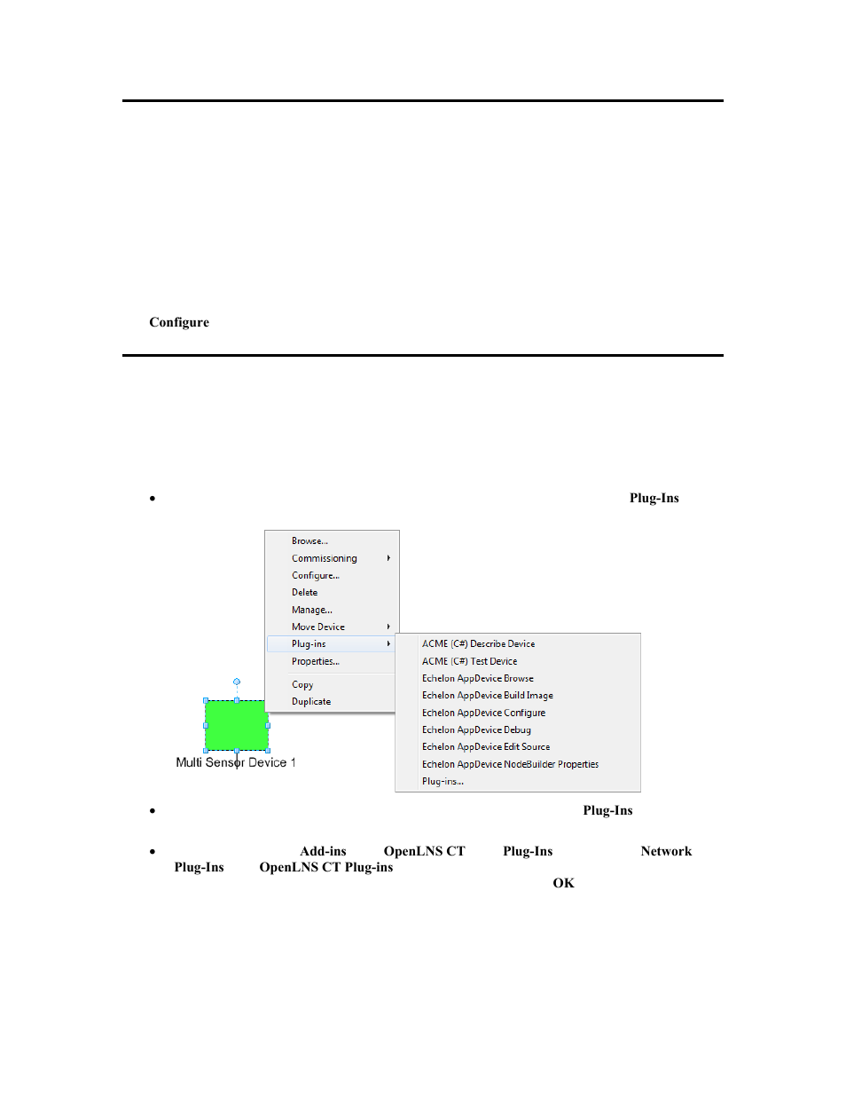 Using plug ins overview, Starting a plug in, Using plug-ins overview | Starting a plug-in | Echelon OpenLNS Commissioning Tool User Manual | Page 310 / 393