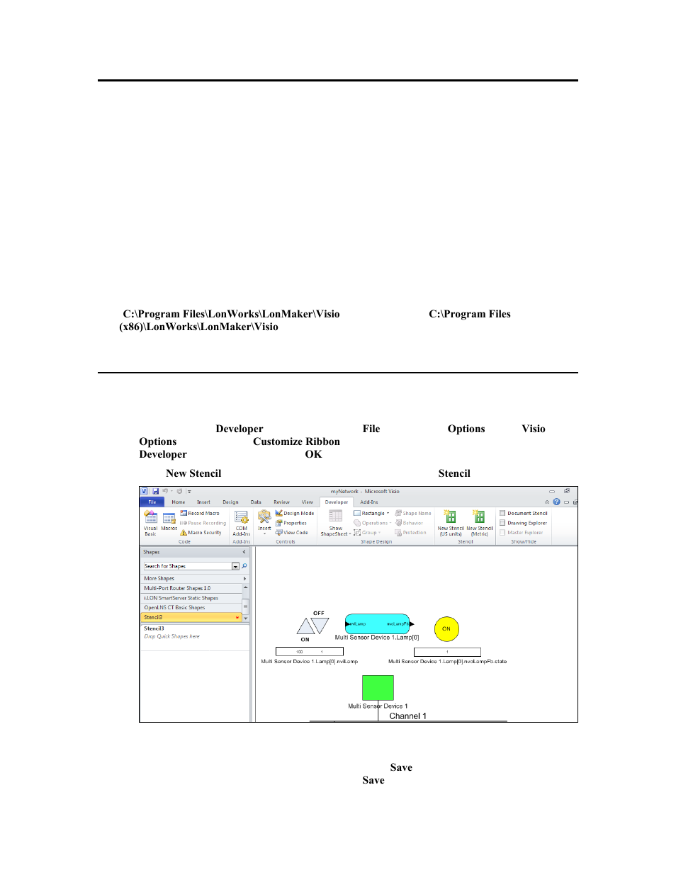 Openlns ct stencils, Creating a custom openlns ct stencil | Echelon OpenLNS Commissioning Tool User Manual | Page 318 / 393