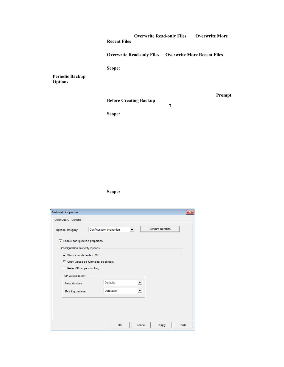 Configuration properties options | Echelon OpenLNS Commissioning Tool User Manual | Page 338 / 393