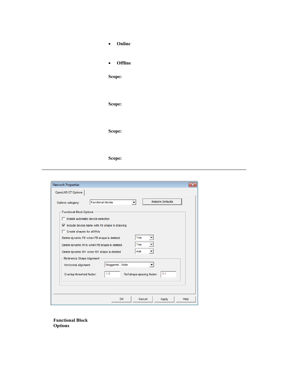 Functional block options | Echelon OpenLNS Commissioning Tool User Manual | Page 343 / 393
