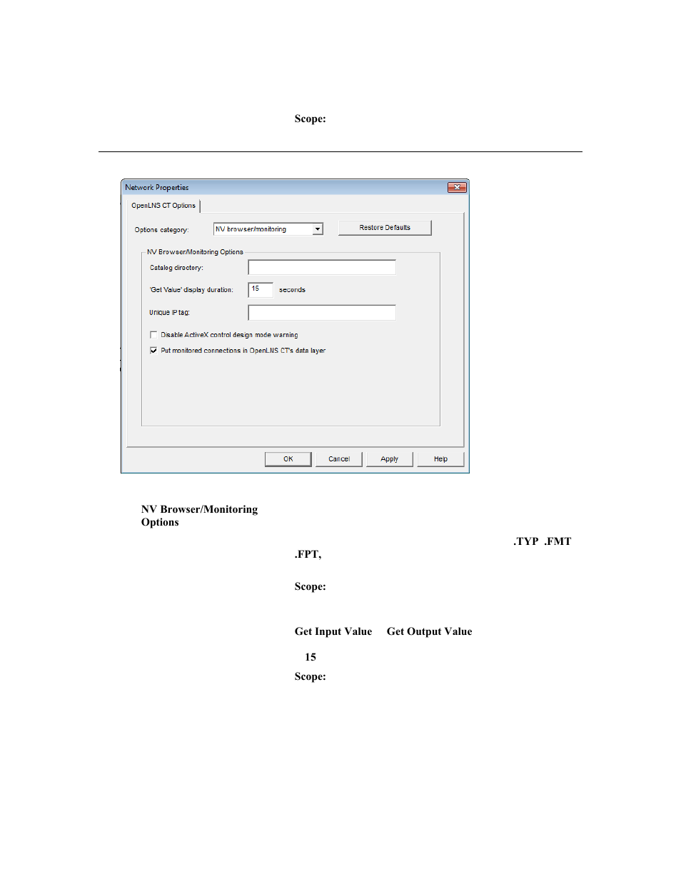 Nv browser/monitoring options | Echelon OpenLNS Commissioning Tool User Manual | Page 352 / 393