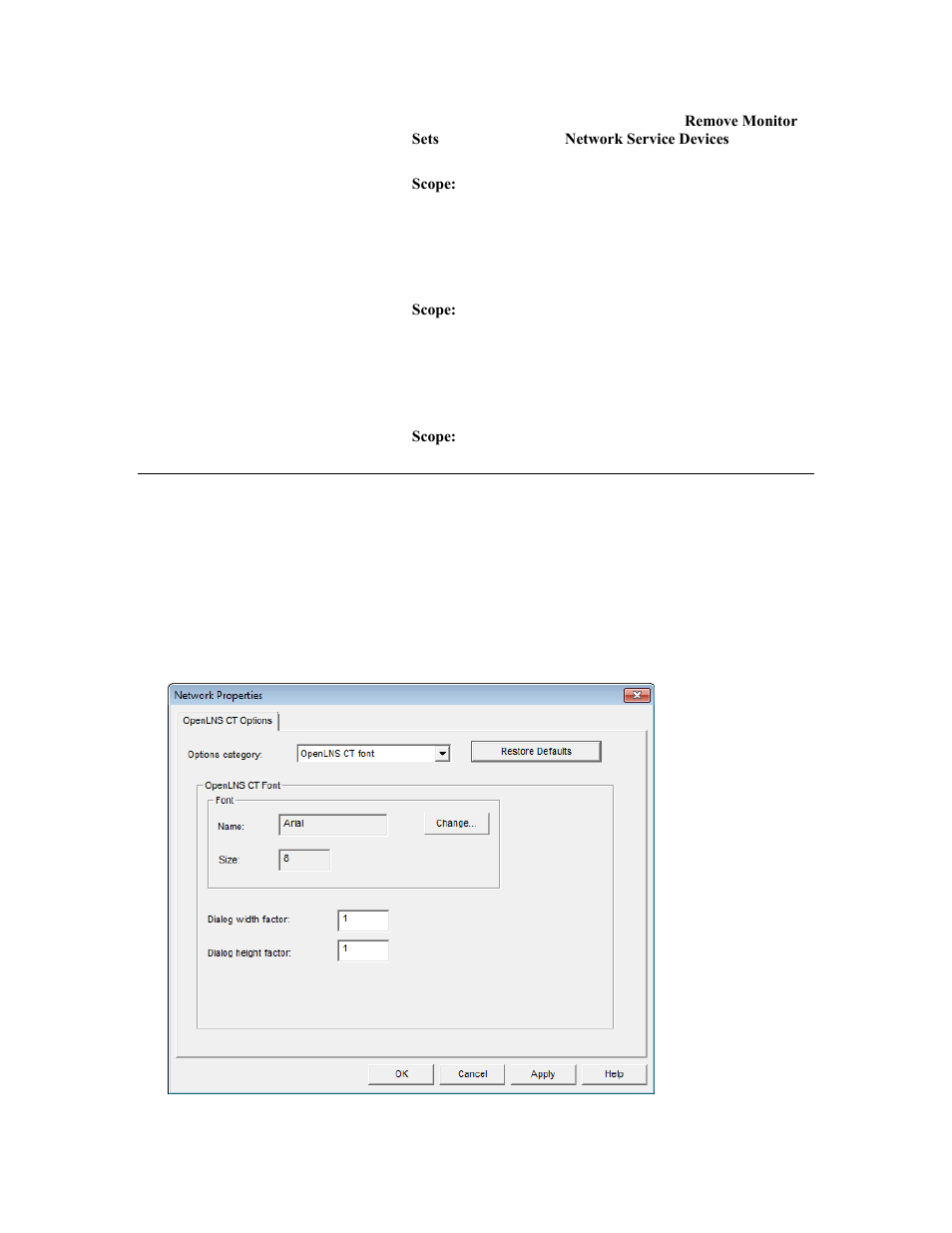 Openlns ct font options, Openlns ct font op t ions | Echelon OpenLNS Commissioning Tool User Manual | Page 353 / 393