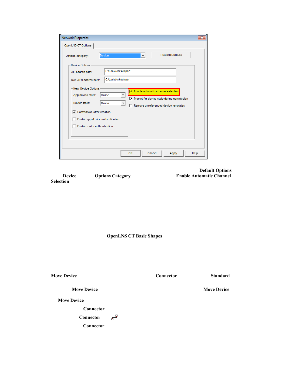 Changing the channel of an application device | Echelon OpenLNS Commissioning Tool User Manual | Page 96 / 393