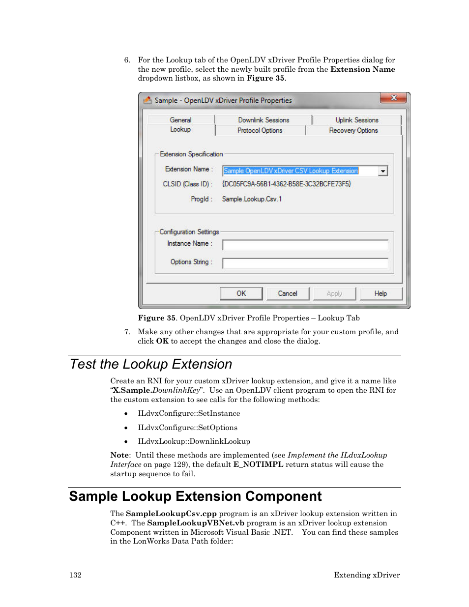 Test the lookup extension, Sample lookup extension component | Echelon OpenLDV User Manual | Page 140 / 194