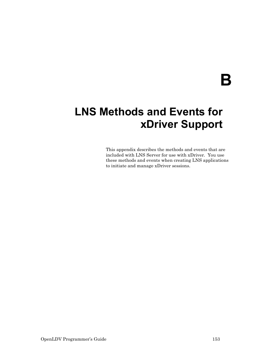 B. lns methods and events for xdriver support, Lns methods and events for xdriver support, B, lns | Methods and events for xdriver | Echelon OpenLDV User Manual | Page 161 / 194