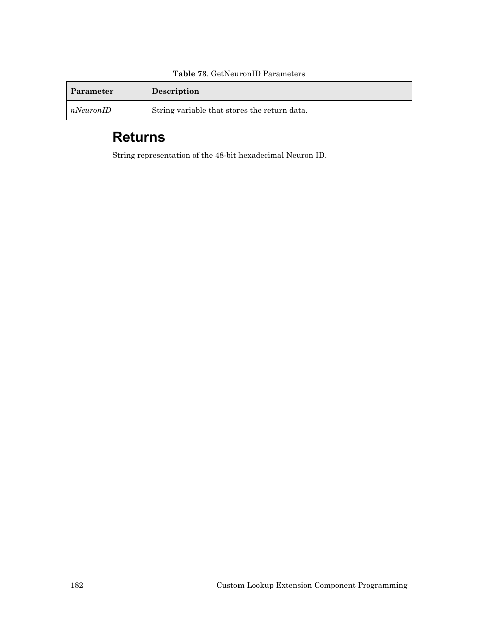 Returns | Echelon OpenLDV User Manual | Page 190 / 194