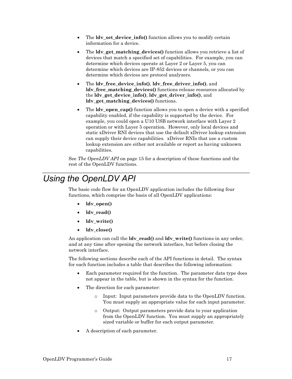 Using the openldv api | Echelon OpenLDV User Manual | Page 25 / 194