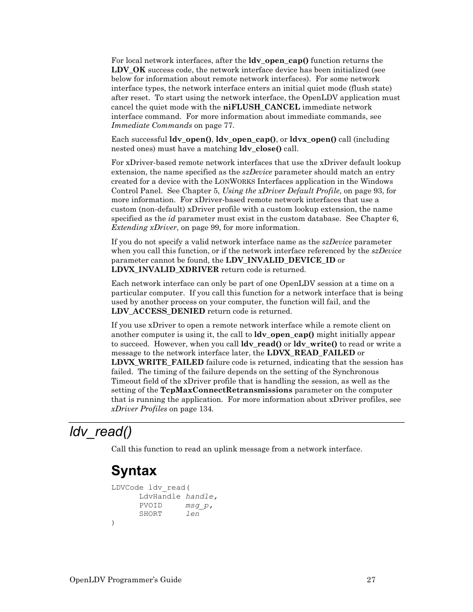 Ldv_read(), Syntax | Echelon OpenLDV User Manual | Page 35 / 194