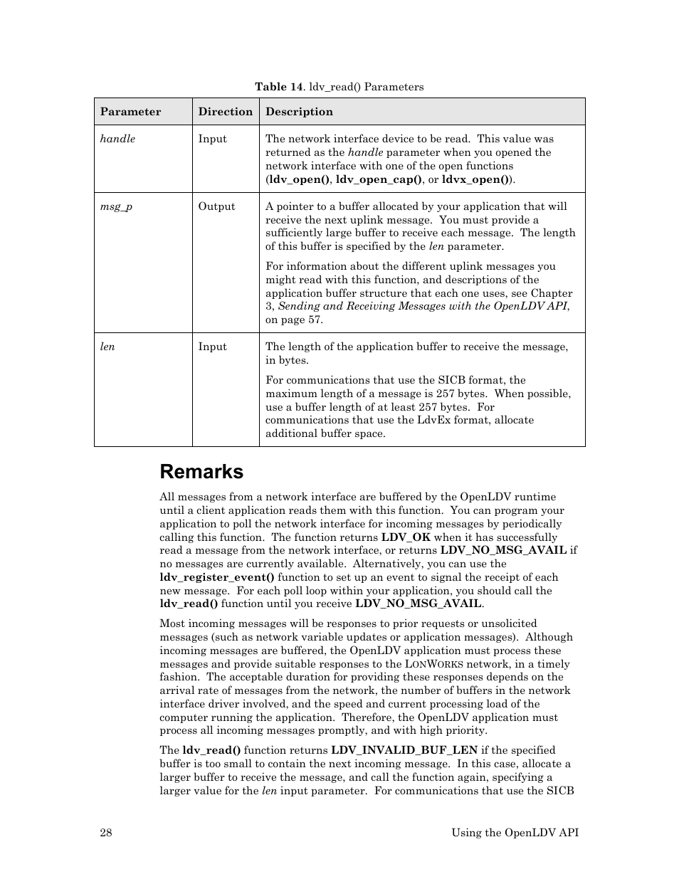 Remarks | Echelon OpenLDV User Manual | Page 36 / 194