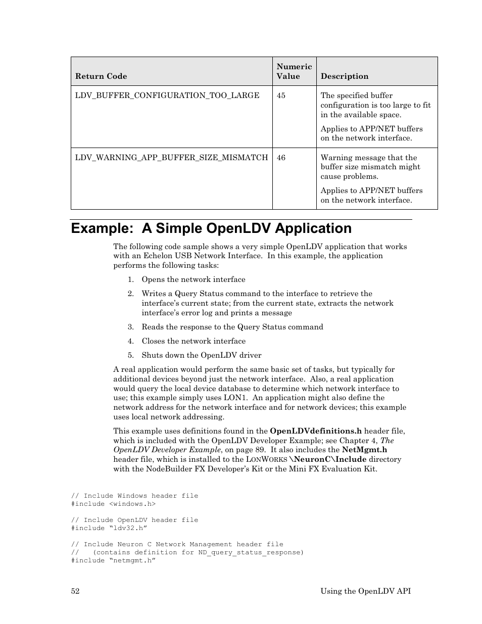 Example: a simple openldv application | Echelon OpenLDV User Manual | Page 60 / 194