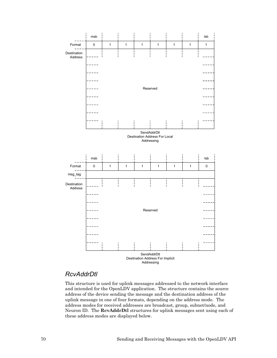 Rcvaddrdtl | Echelon OpenLDV User Manual | Page 78 / 194