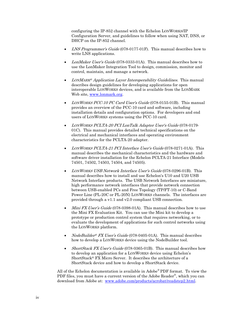 Echelon LonScanner FX Protocol Analyzer User Manual | Page 4 / 75