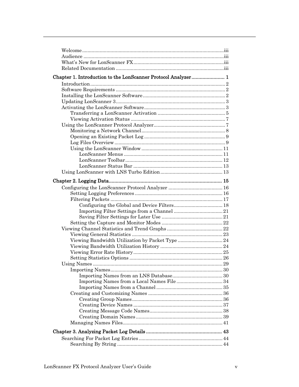 Echelon LonScanner FX Protocol Analyzer User Manual | Page 5 / 75