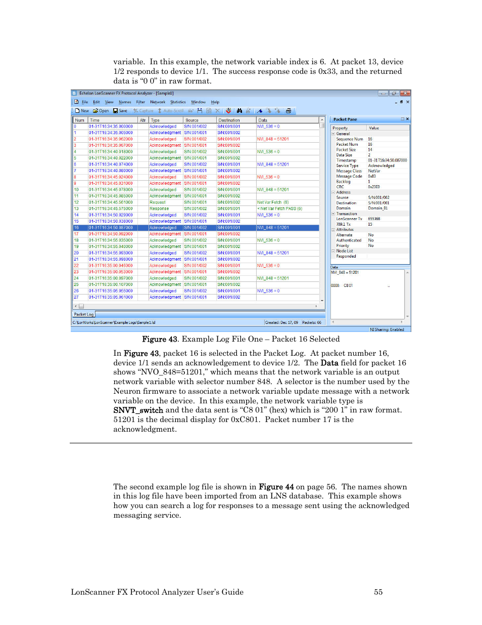 Echelon LonScanner FX Protocol Analyzer User Manual | Page 61 / 75