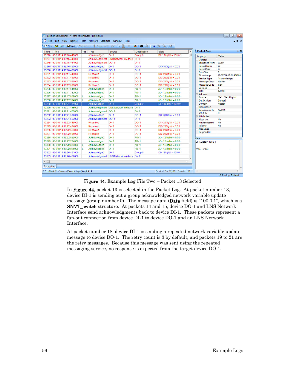 Echelon LonScanner FX Protocol Analyzer User Manual | Page 62 / 75