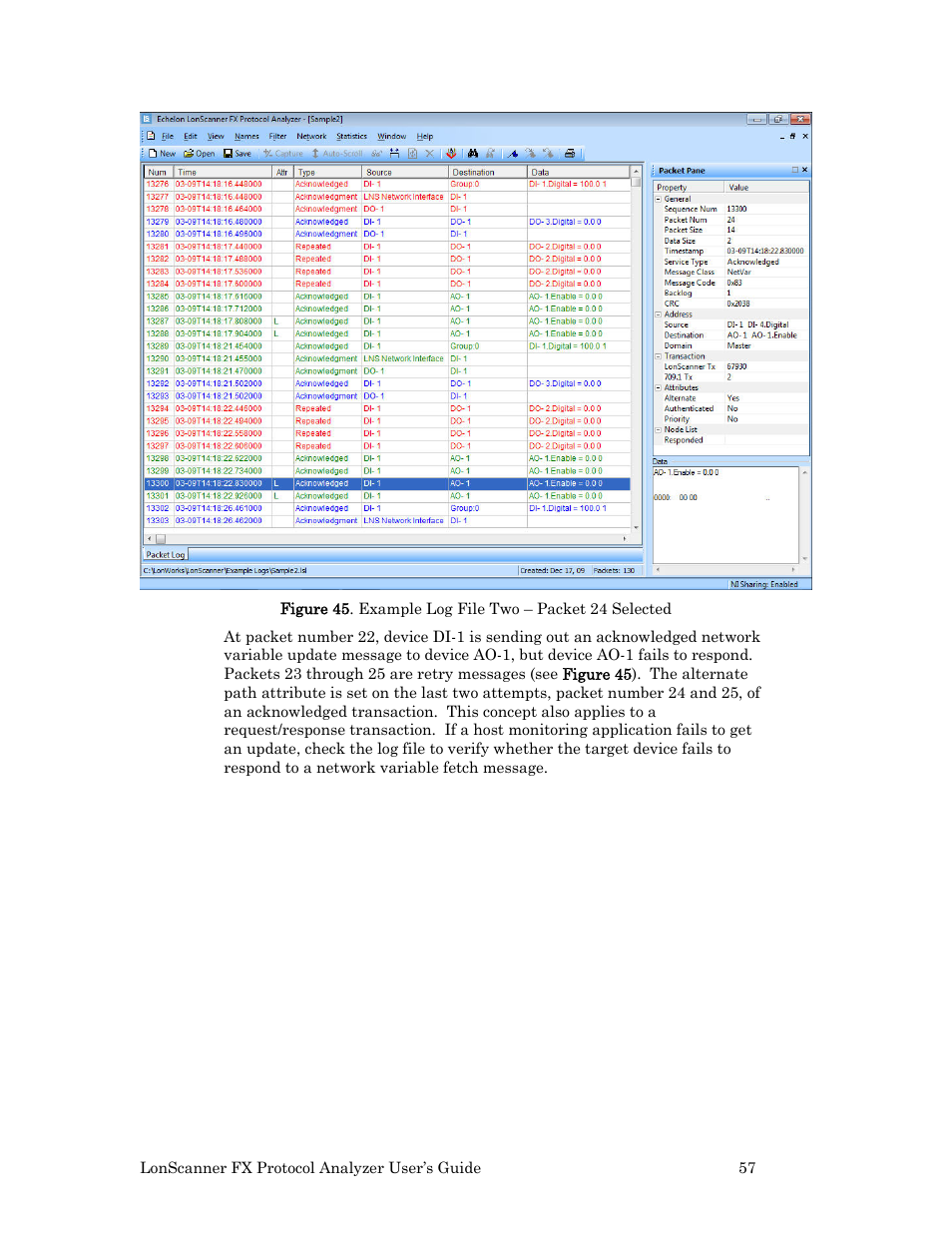 Echelon LonScanner FX Protocol Analyzer User Manual | Page 63 / 75