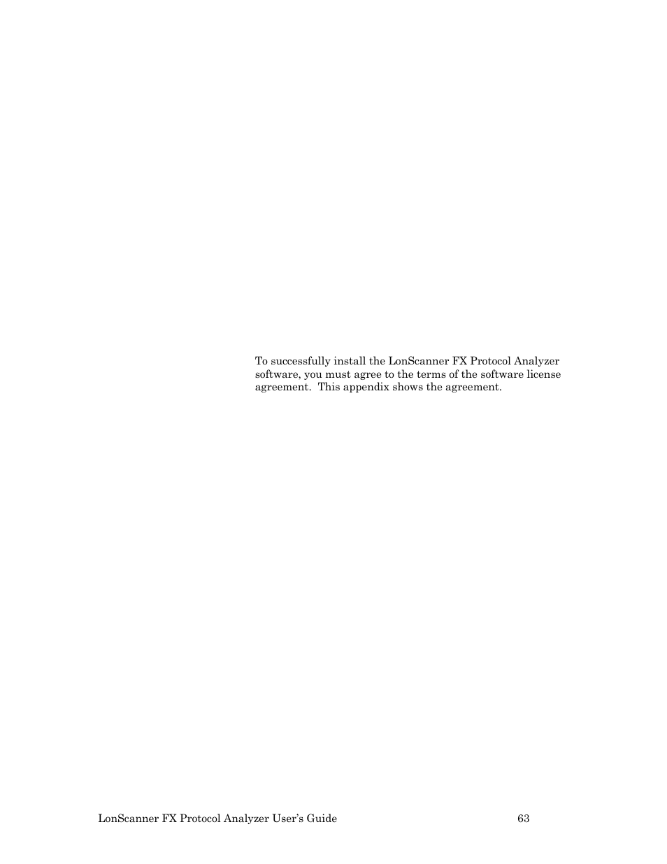B. lonscanner fx software license agreement, Lonscanner fx protocol analyzer software license, Agreement | Echelon LonScanner FX Protocol Analyzer User Manual | Page 69 / 75