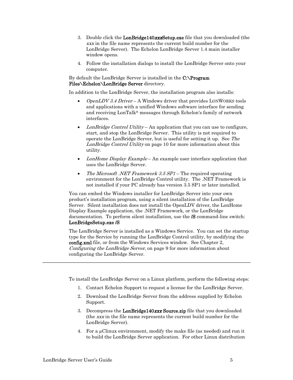 Installation for linux | Echelon LonBridg Server User Manual | Page 11 / 67