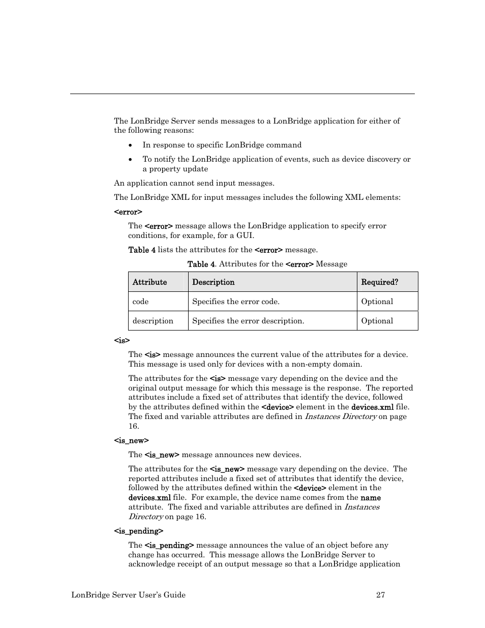 Lonbridge commands for input messages | Echelon LonBridg Server User Manual | Page 33 / 67