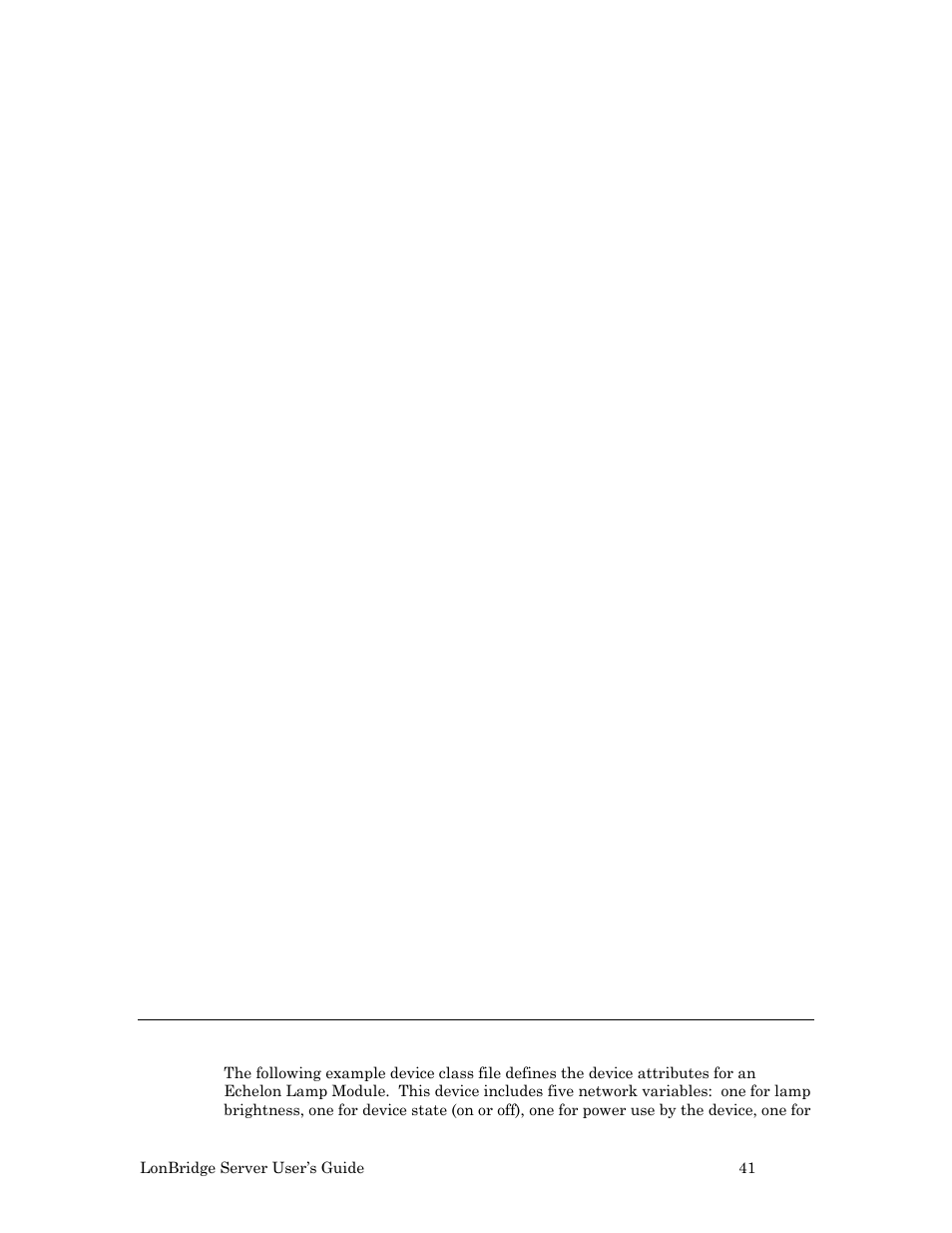 Example device class file | Echelon LonBridg Server User Manual | Page 47 / 67