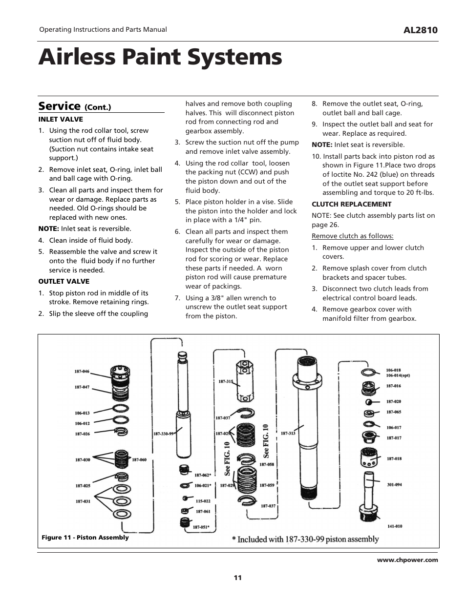 Airless paint systems, Service | Campbell Hausfeld QUADRAFLOW AL2810 User Manual | Page 11 / 32