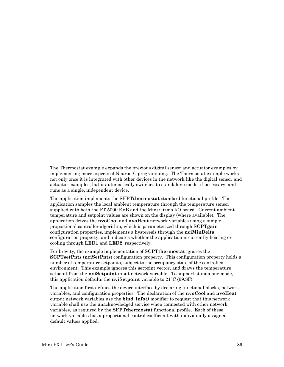 Thermostat example | Echelon Mini FX User Manual | Page 102 / 139