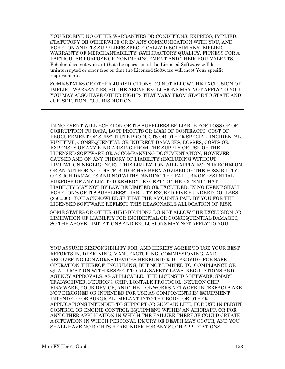 Limitation of liability, Safe operation | Echelon Mini FX User Manual | Page 136 / 139