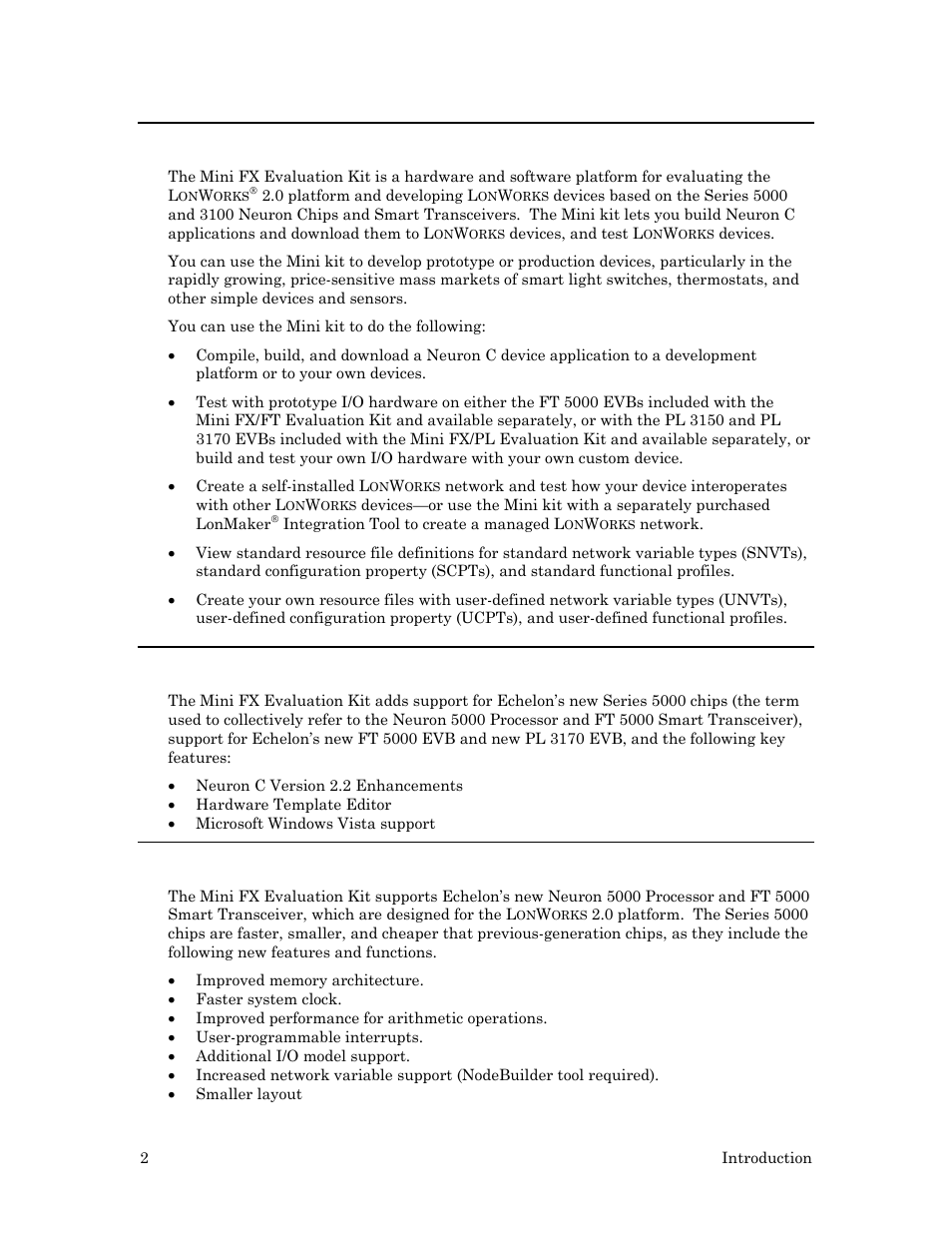 Introduction to the mini fx evaluation kit, New features in the mini fx evaluation kit, Series 5000 chip support | Echelon Mini FX User Manual | Page 15 / 139