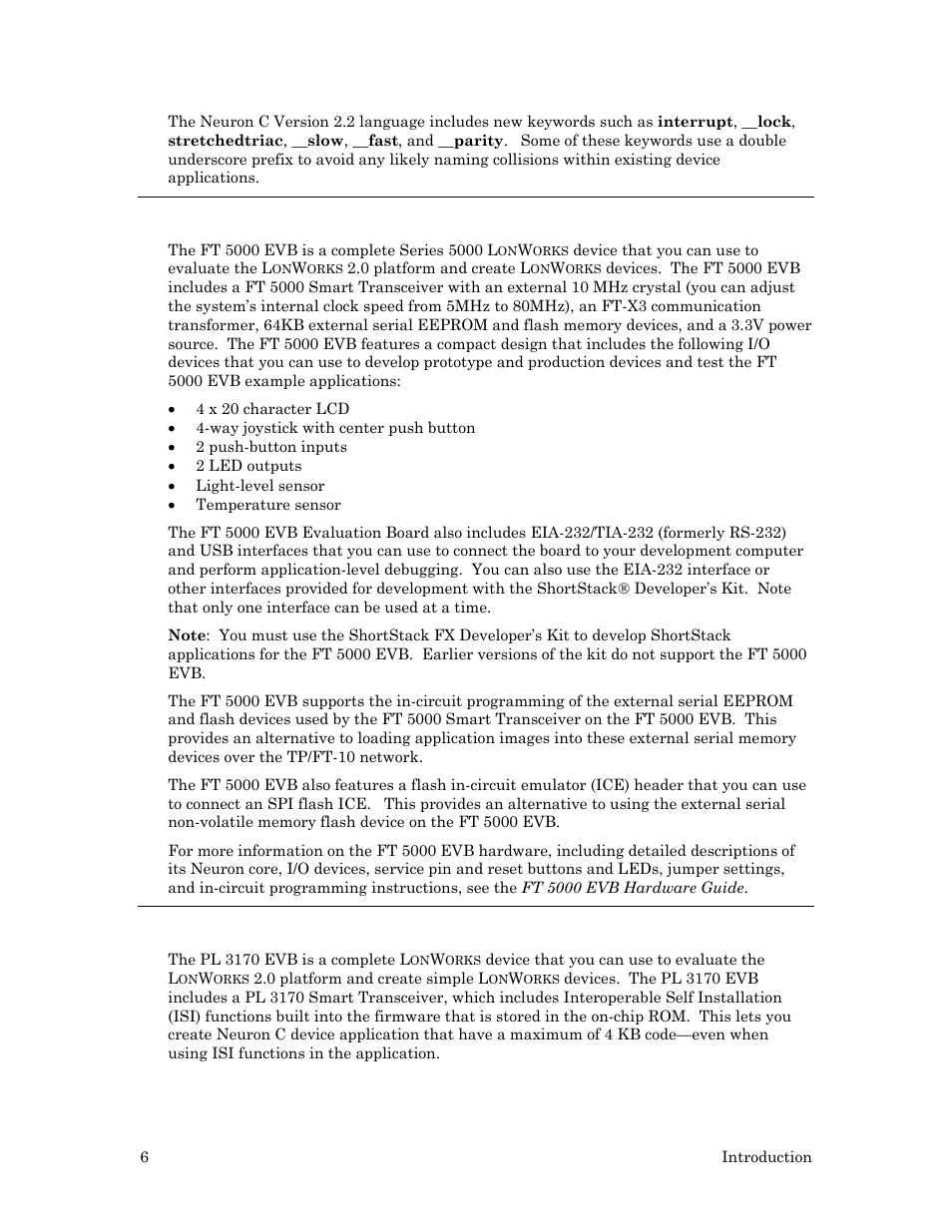 Ft 5000 evb evaluation board, Pl 3150 and 3170 evb evaluation board | Echelon Mini FX User Manual | Page 19 / 139