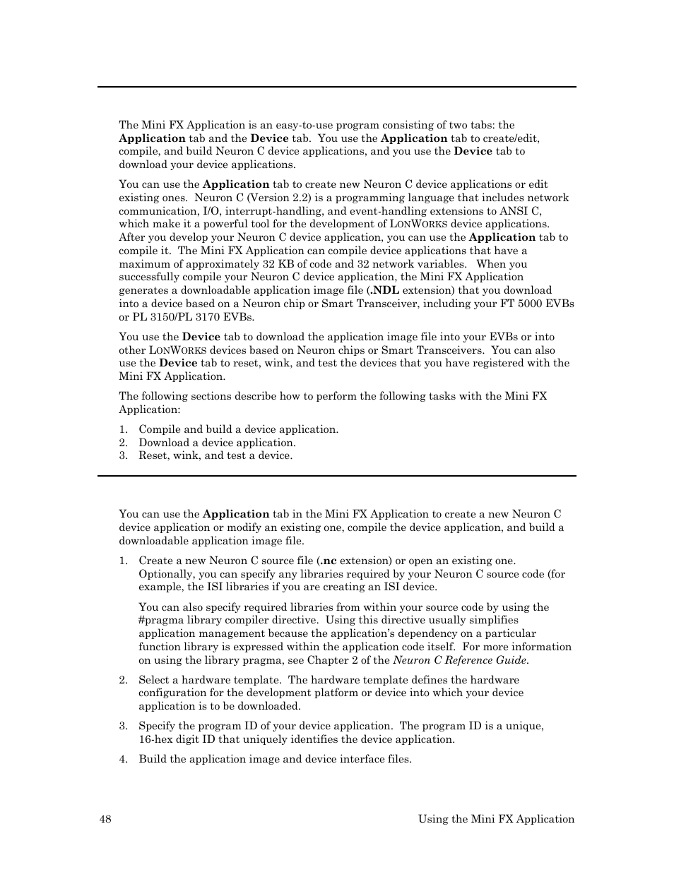 Introduction to the mini fx application, Building a device application | Echelon Mini FX User Manual | Page 61 / 139