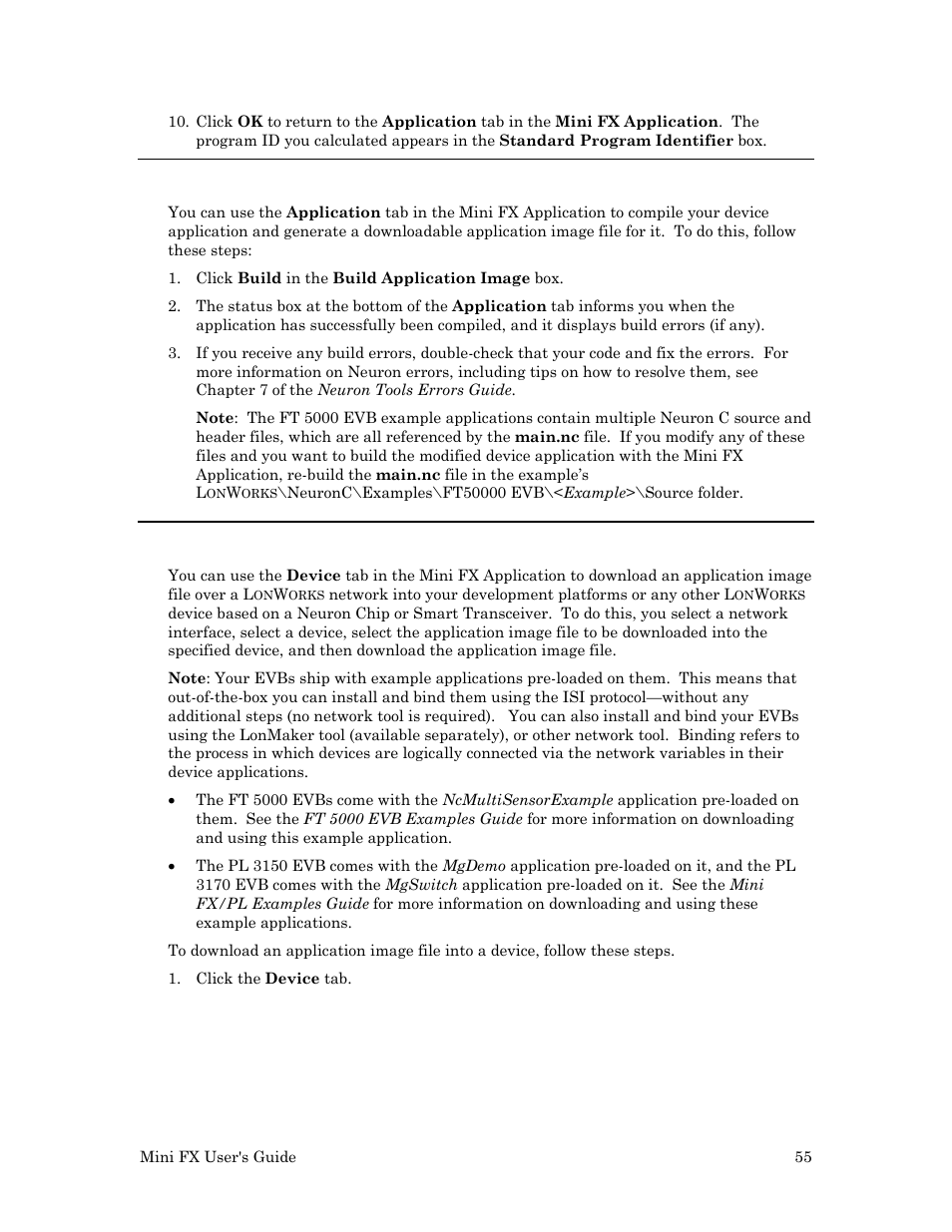 Building the application image file, Downloading an application image file | Echelon Mini FX User Manual | Page 68 / 139