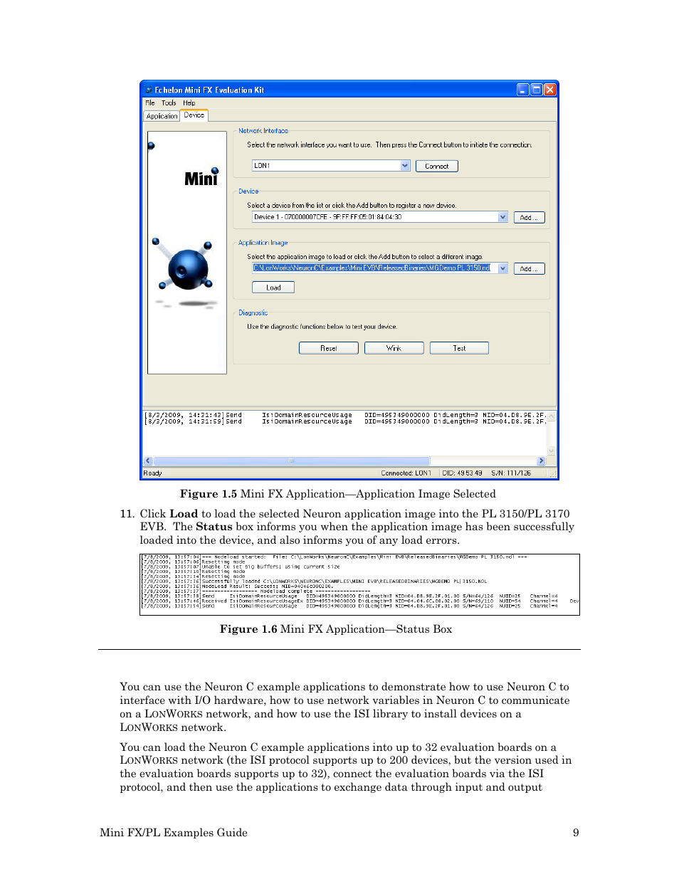 Using the mini fx/pl example applications | Echelon Mini FX/PL Examples User Manual | Page 17 / 23