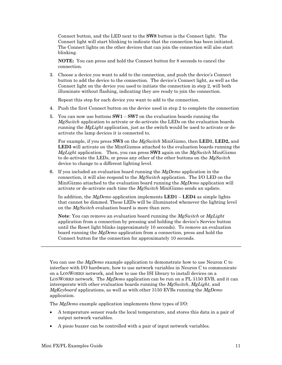 Mgdemo example application | Echelon Mini FX/PL Examples User Manual | Page 19 / 23