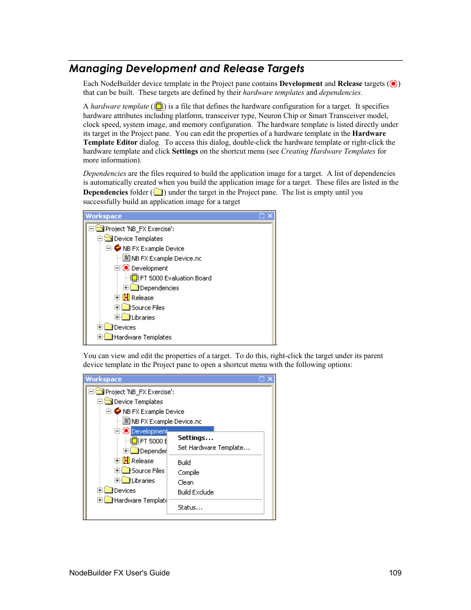 Managing development and release targets | Echelon NodeBuilder FX User Manual | Page 123 / 300